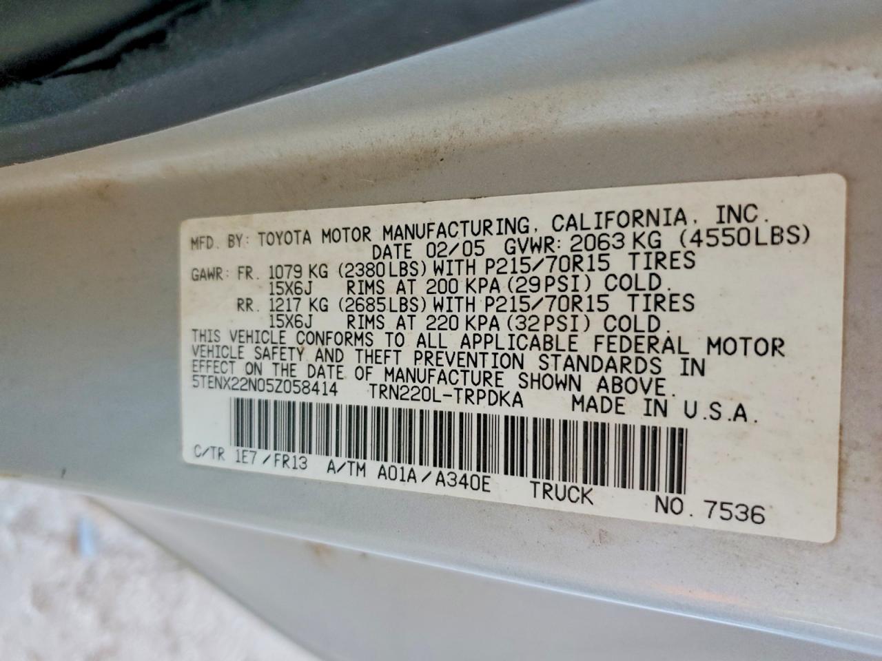 2005 TOYOTA TACOMA