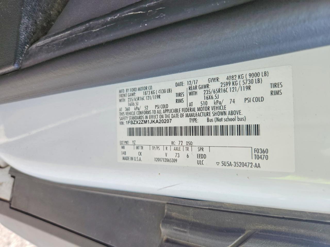 2018 FORD TRANSIT