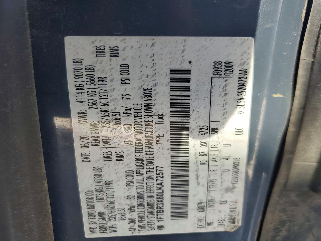 2020 FORD TRANSIT