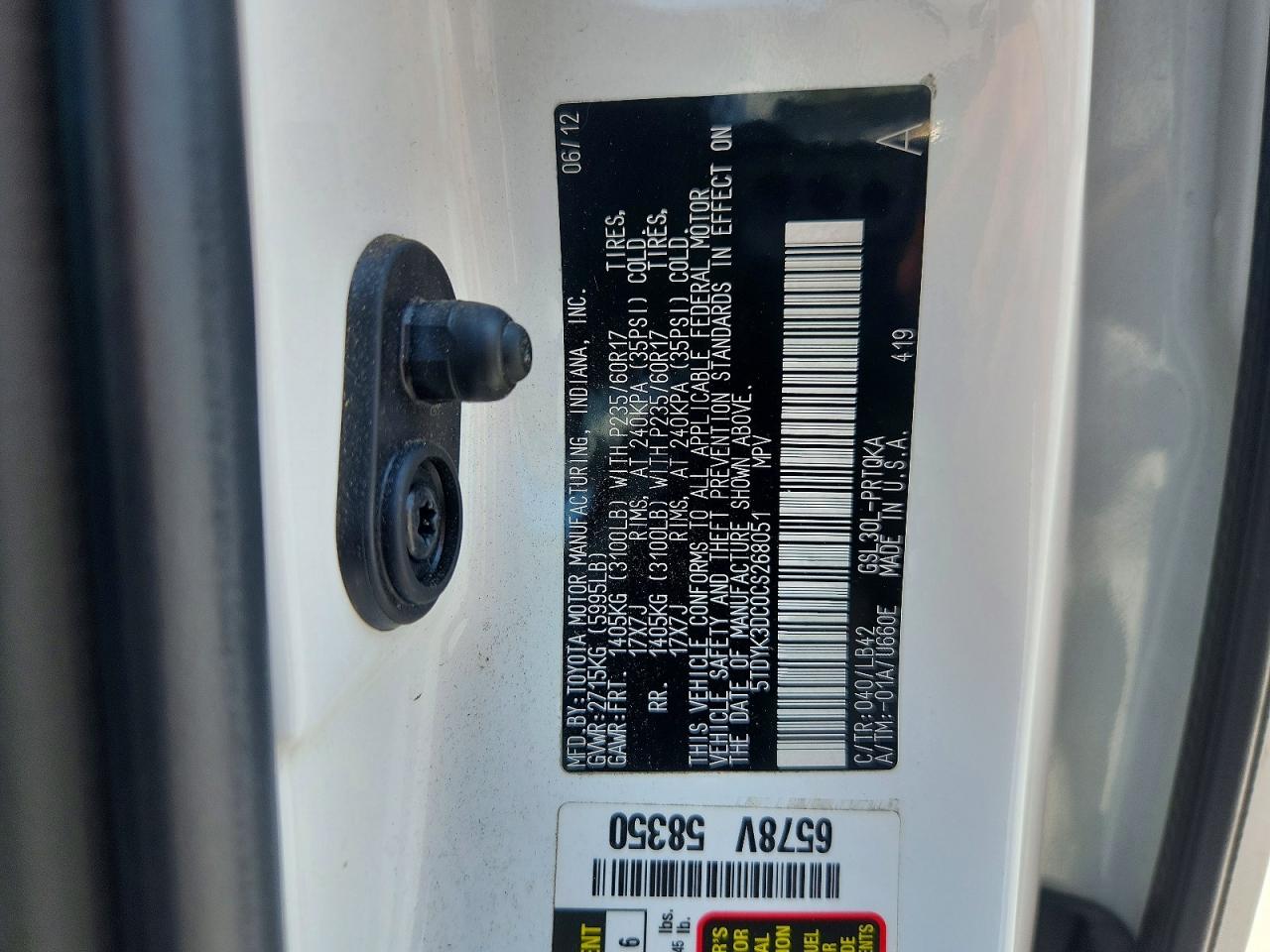 2012 TOYOTA SIENNA