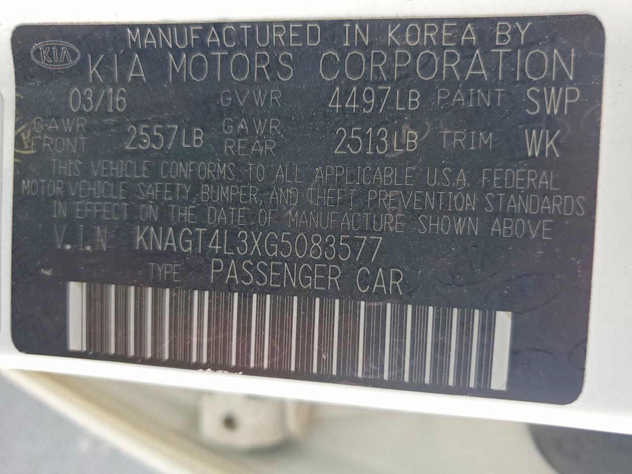 2016 KIA OPTIMA