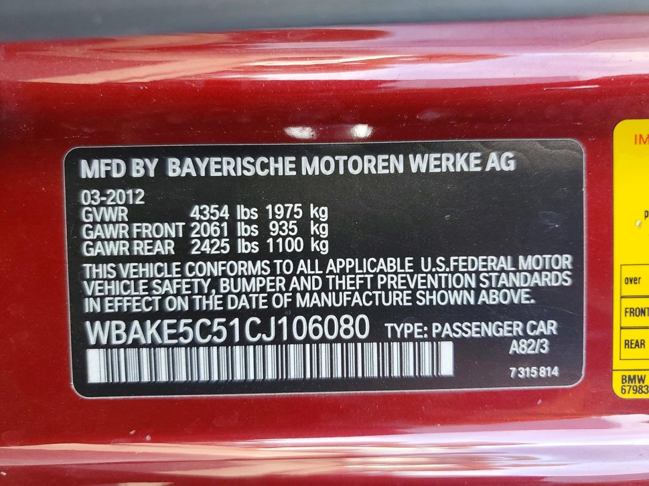 2012 BMW 3 SERIES