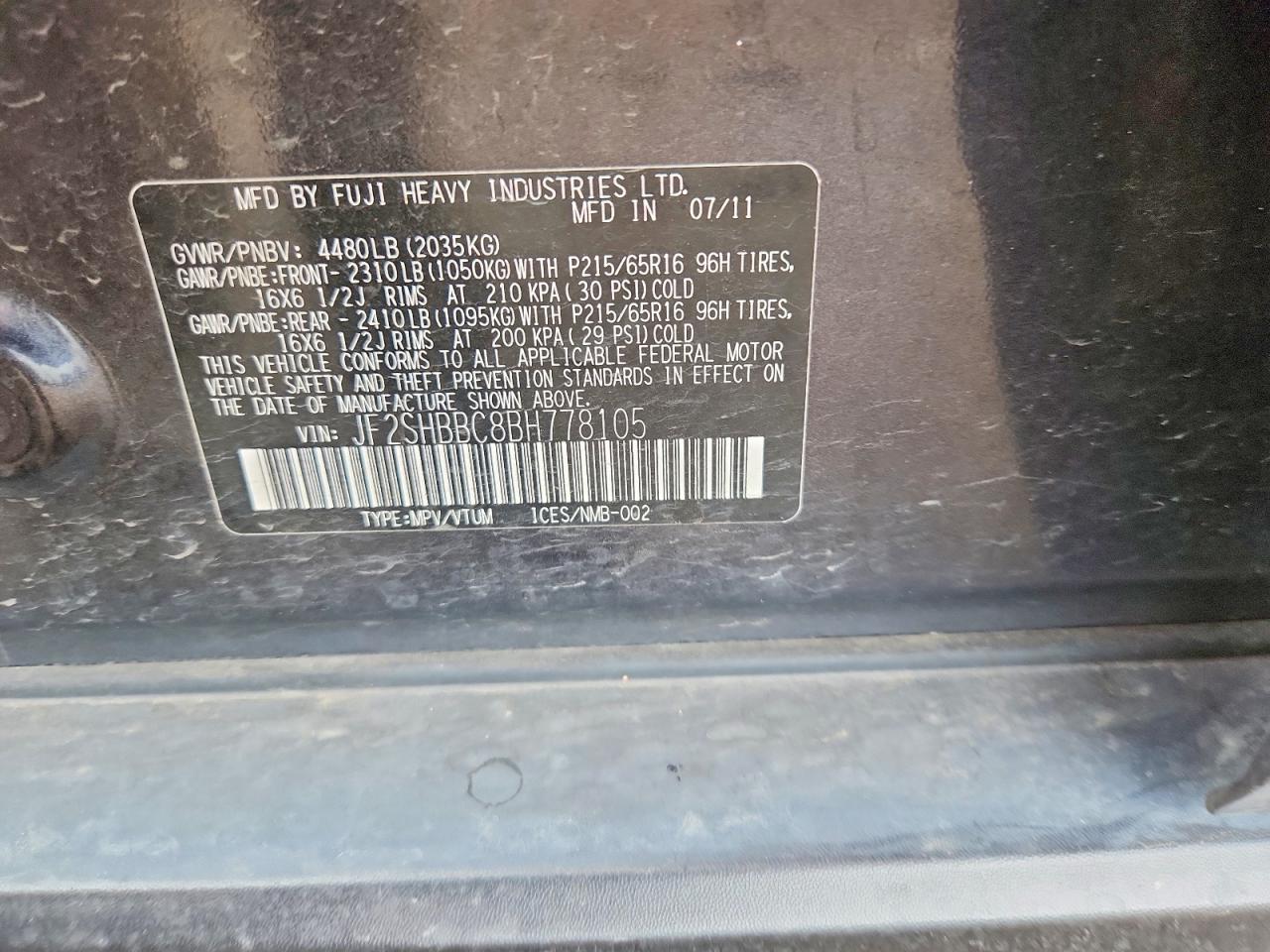 2011 SUBARU FORESTER