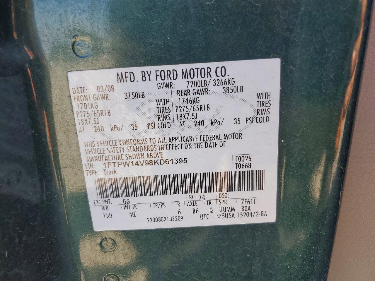 2008 FORD F150