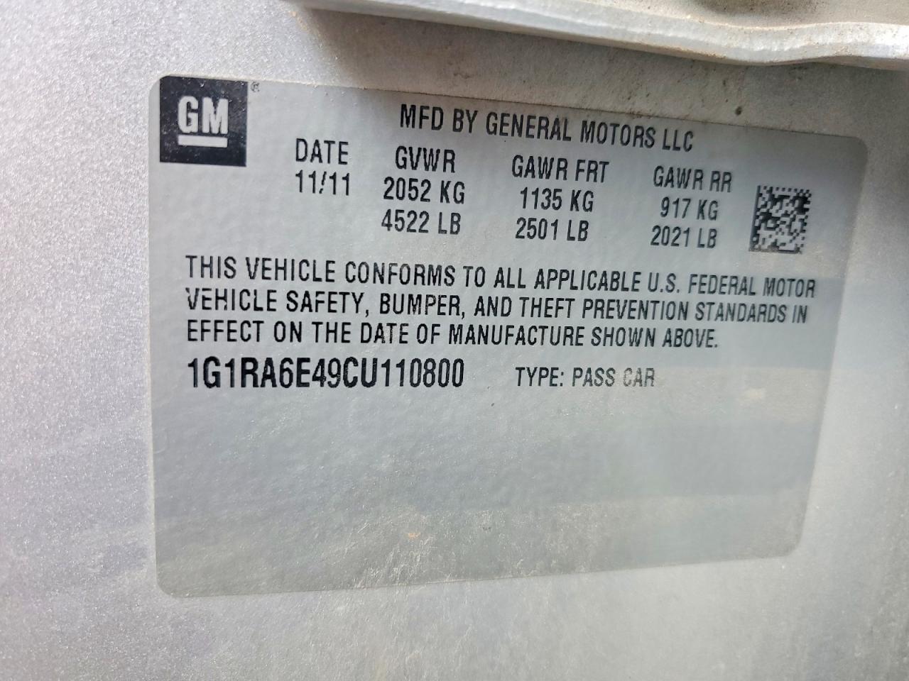 2012 CHEVROLET VOLT