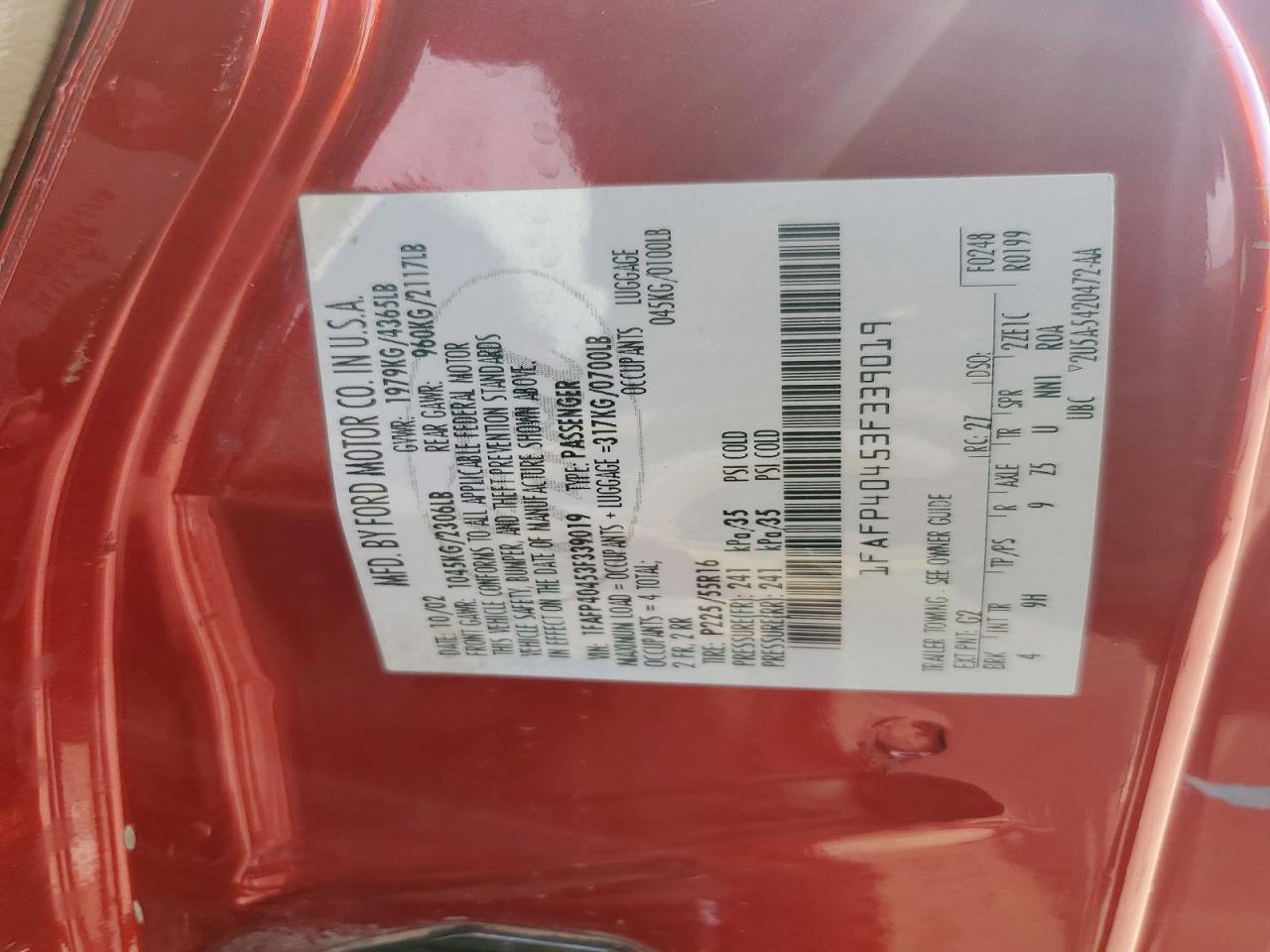 2003 FORD MUSTANG