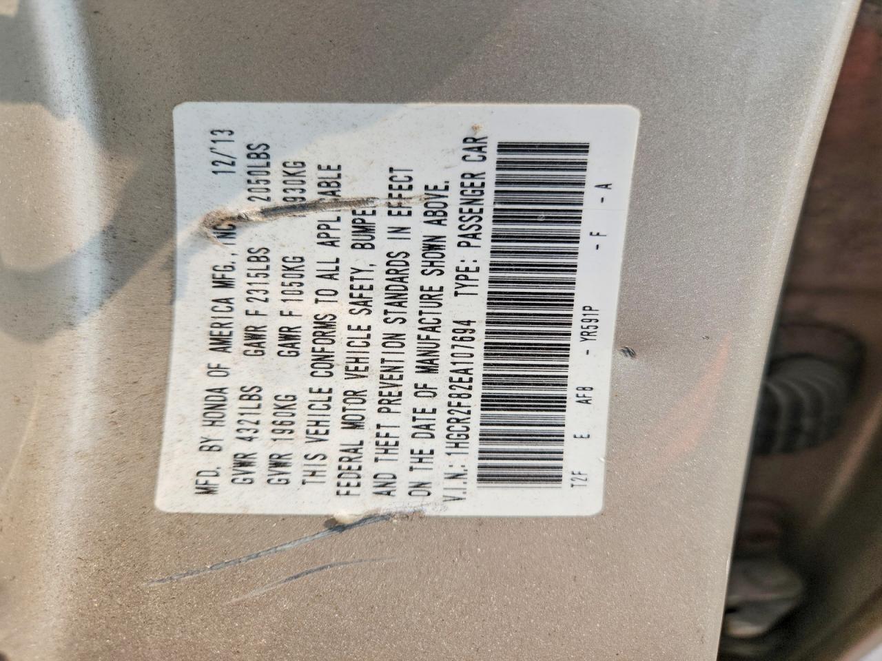 2014 HONDA ACCORD