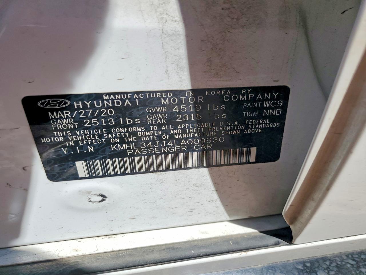 2020 HYUNDAI SONATA