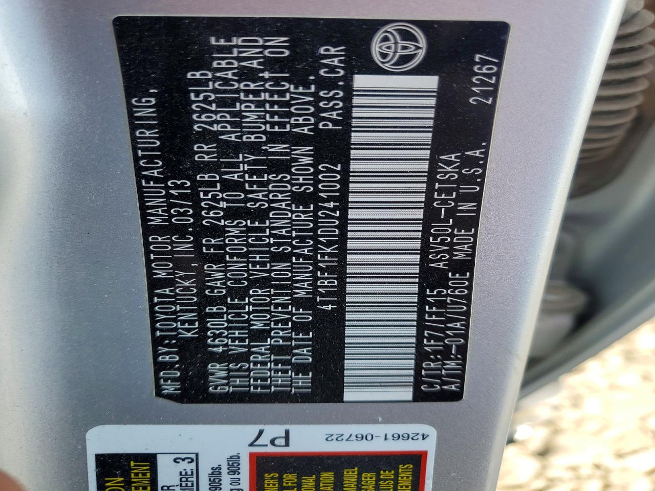 2013 TOYOTA CAMRY