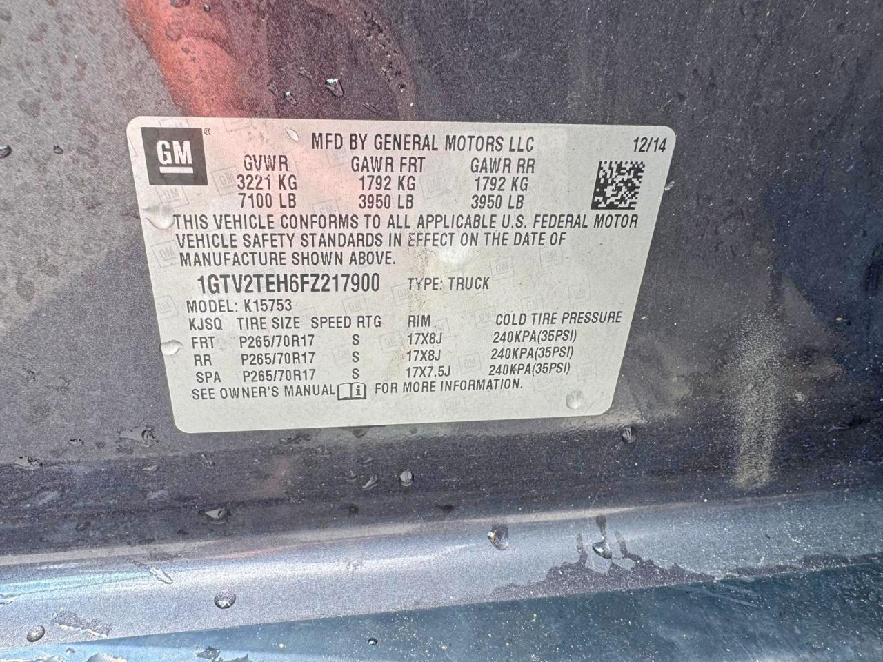 2015 GMC SIERRA