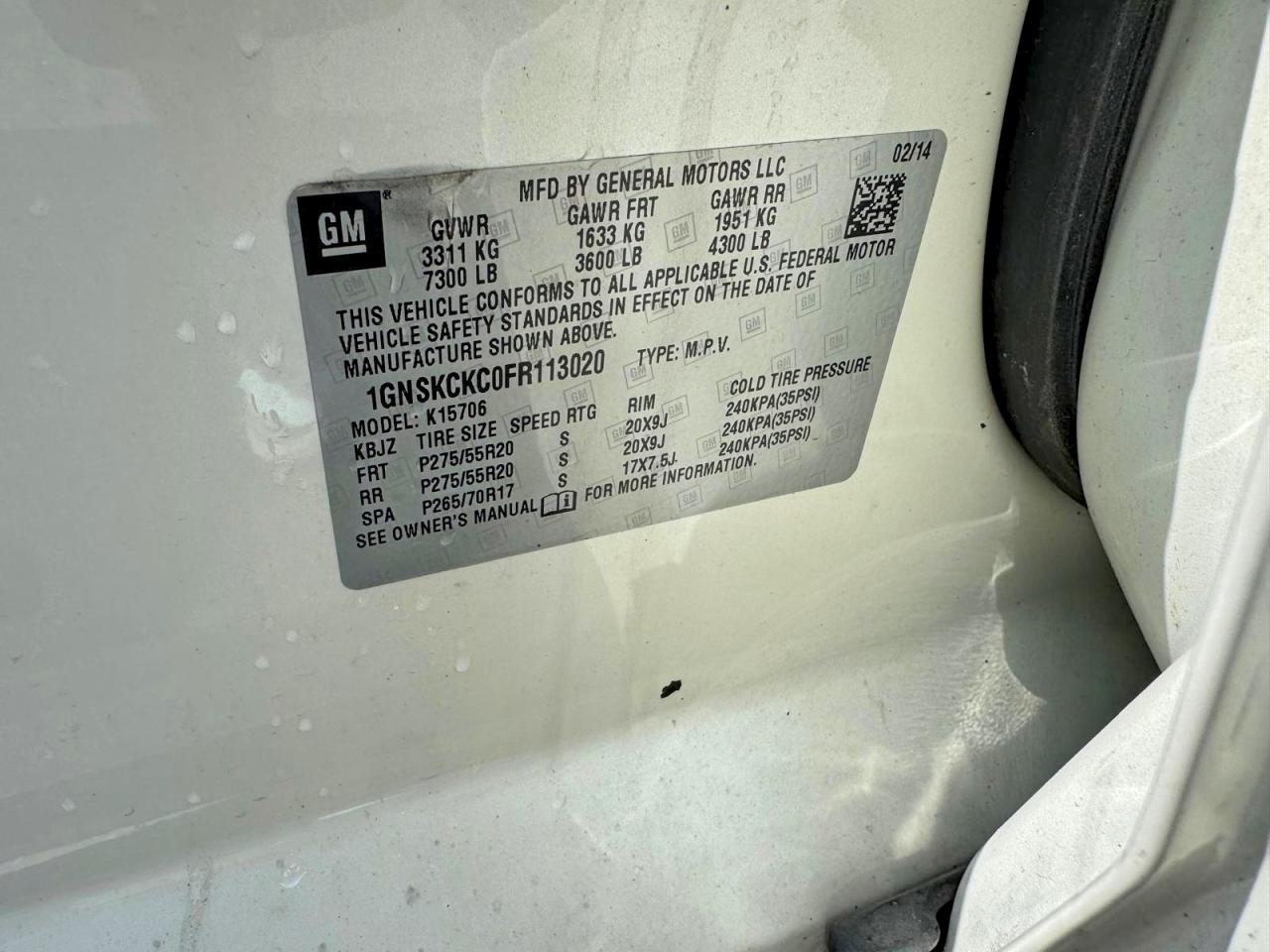 2015 CHEVROLET TAHOE