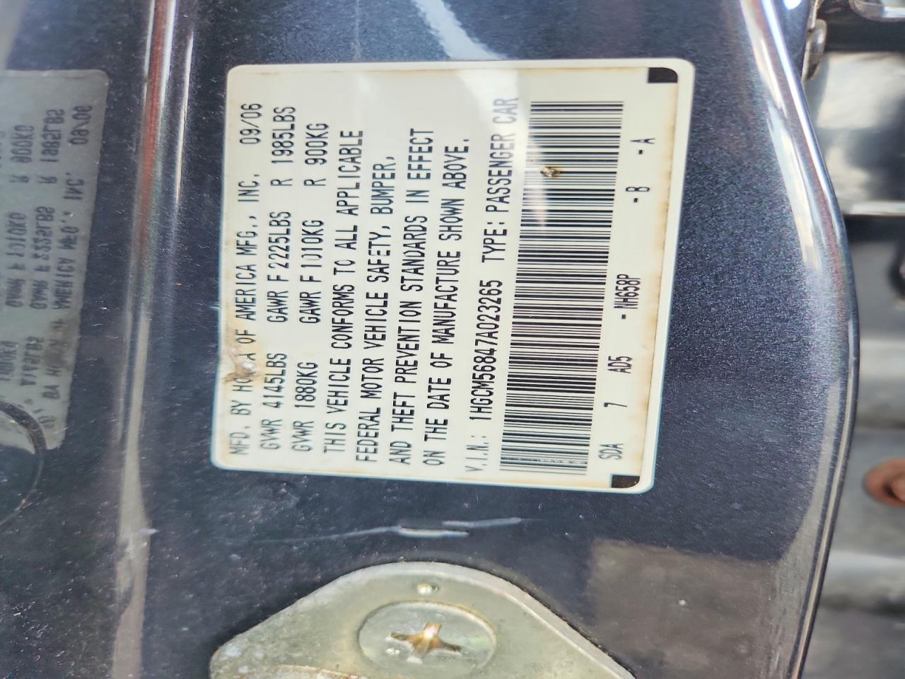 2007 HONDA ACCORD