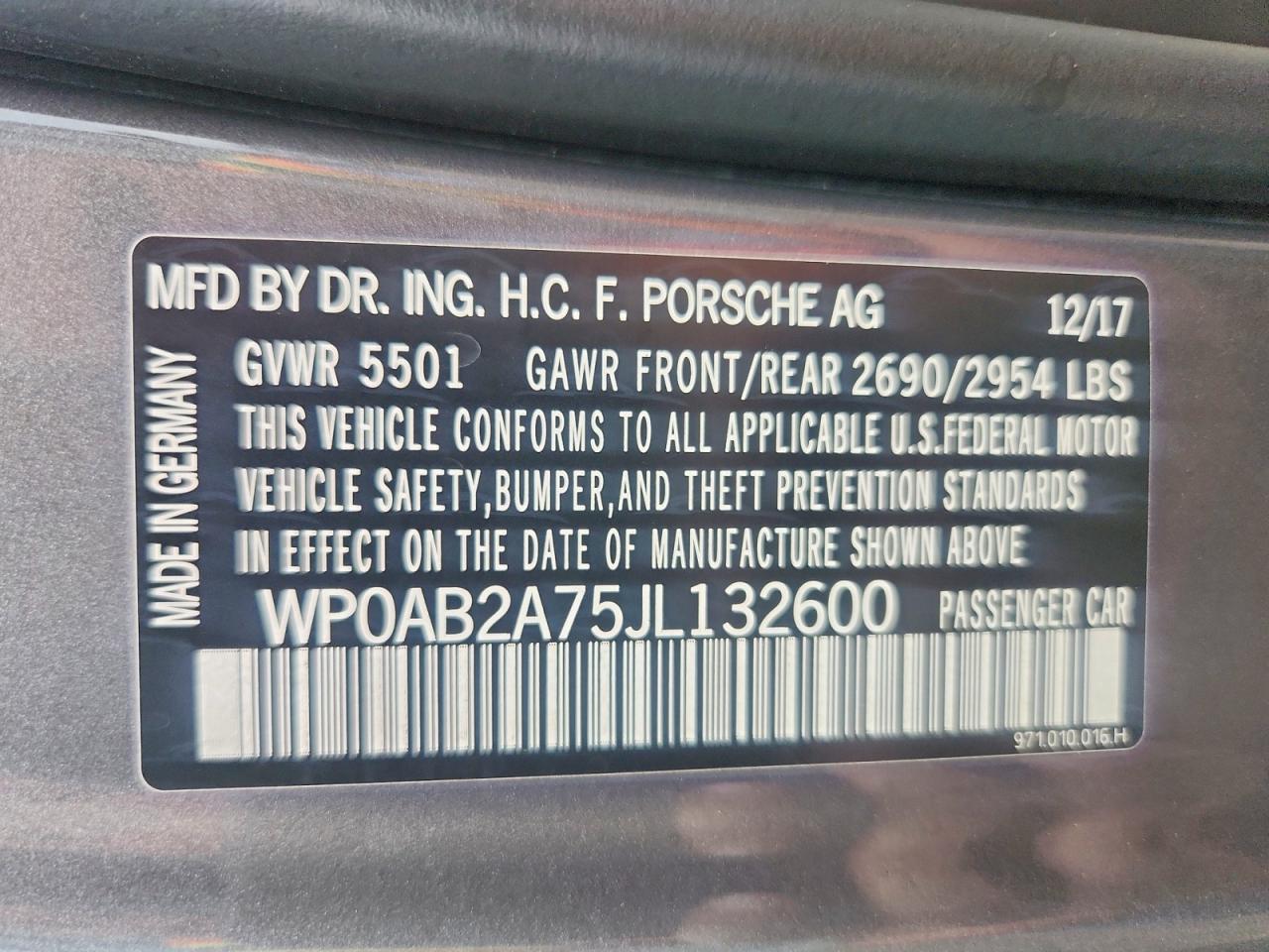 2018 PORSCHE PANAMERA