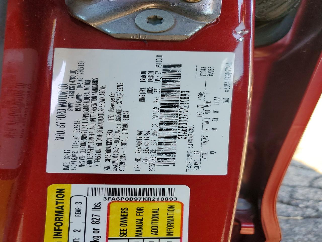 2019 FORD FUSION