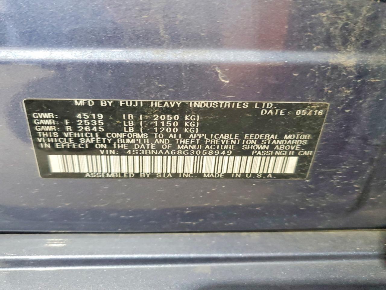 2016 SUBARU LEGACY