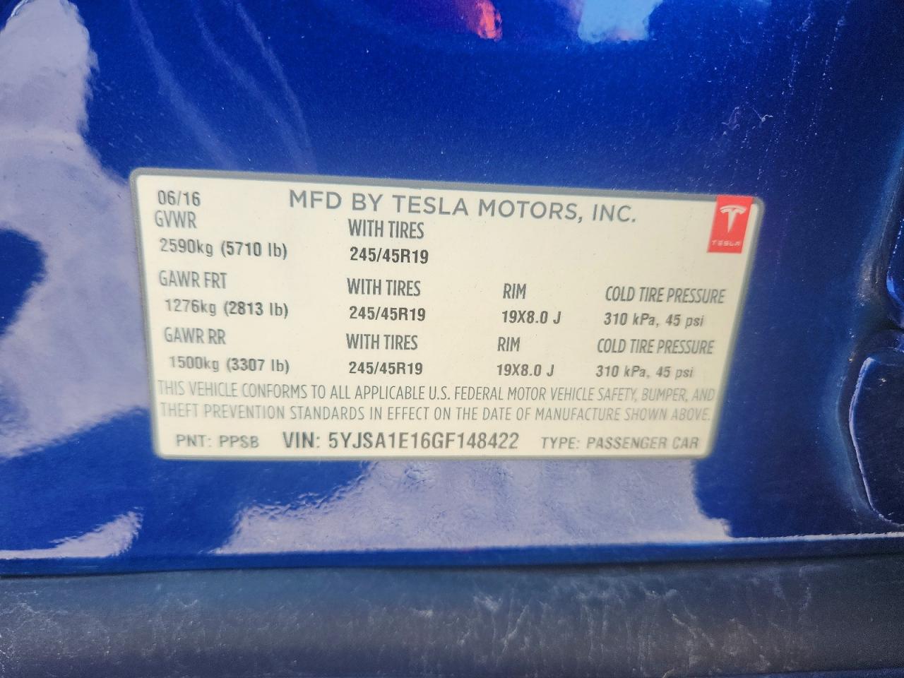 2016 TESLA MODEL S