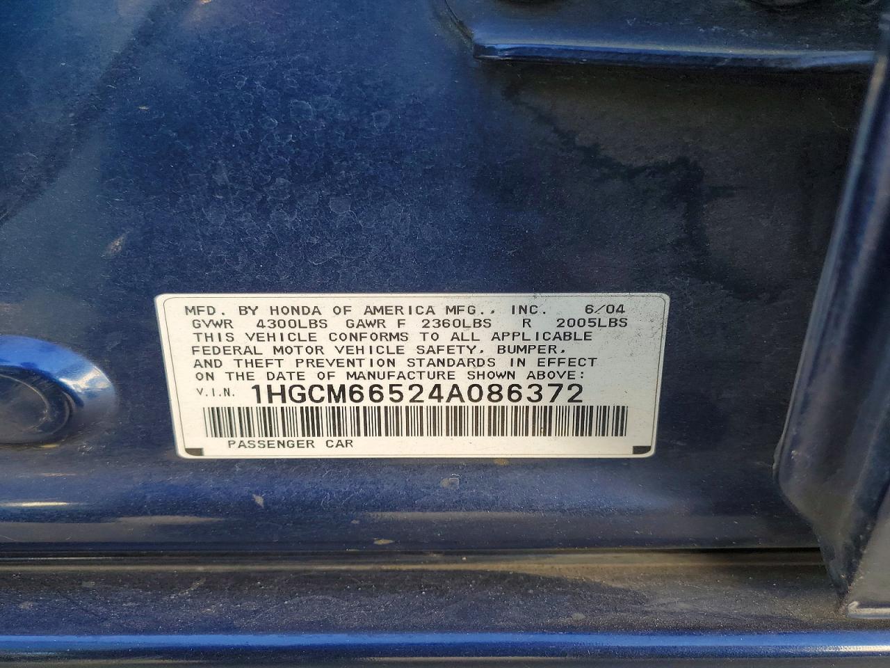 2004 HONDA ACCORD EX