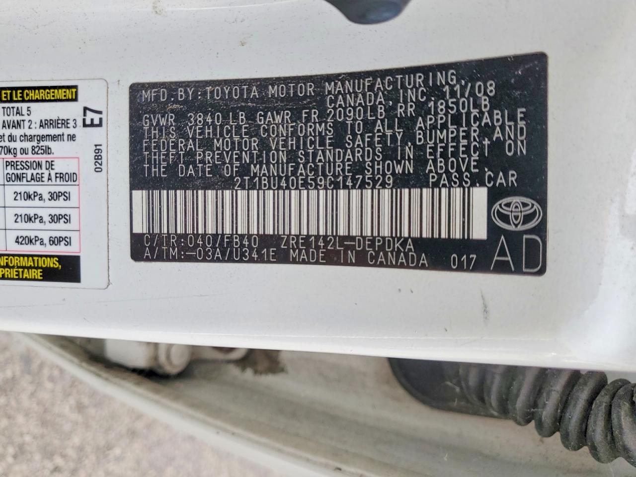 2009 TOYOTA COROLLA