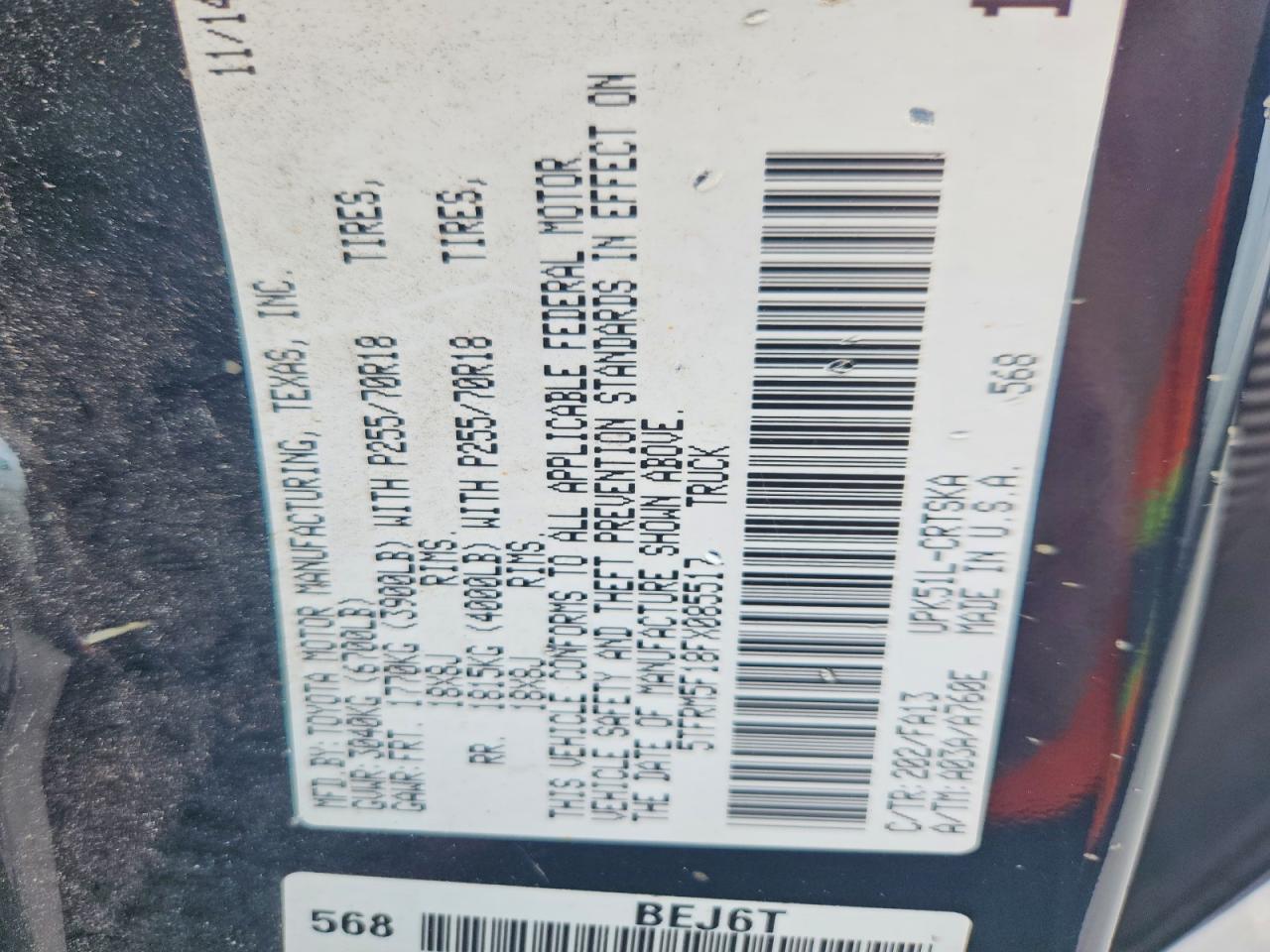 2015 TOYOTA TUNDRA