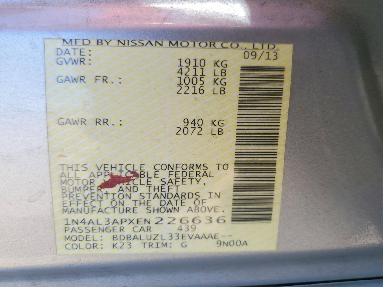 2014 NISSAN ALTIMA