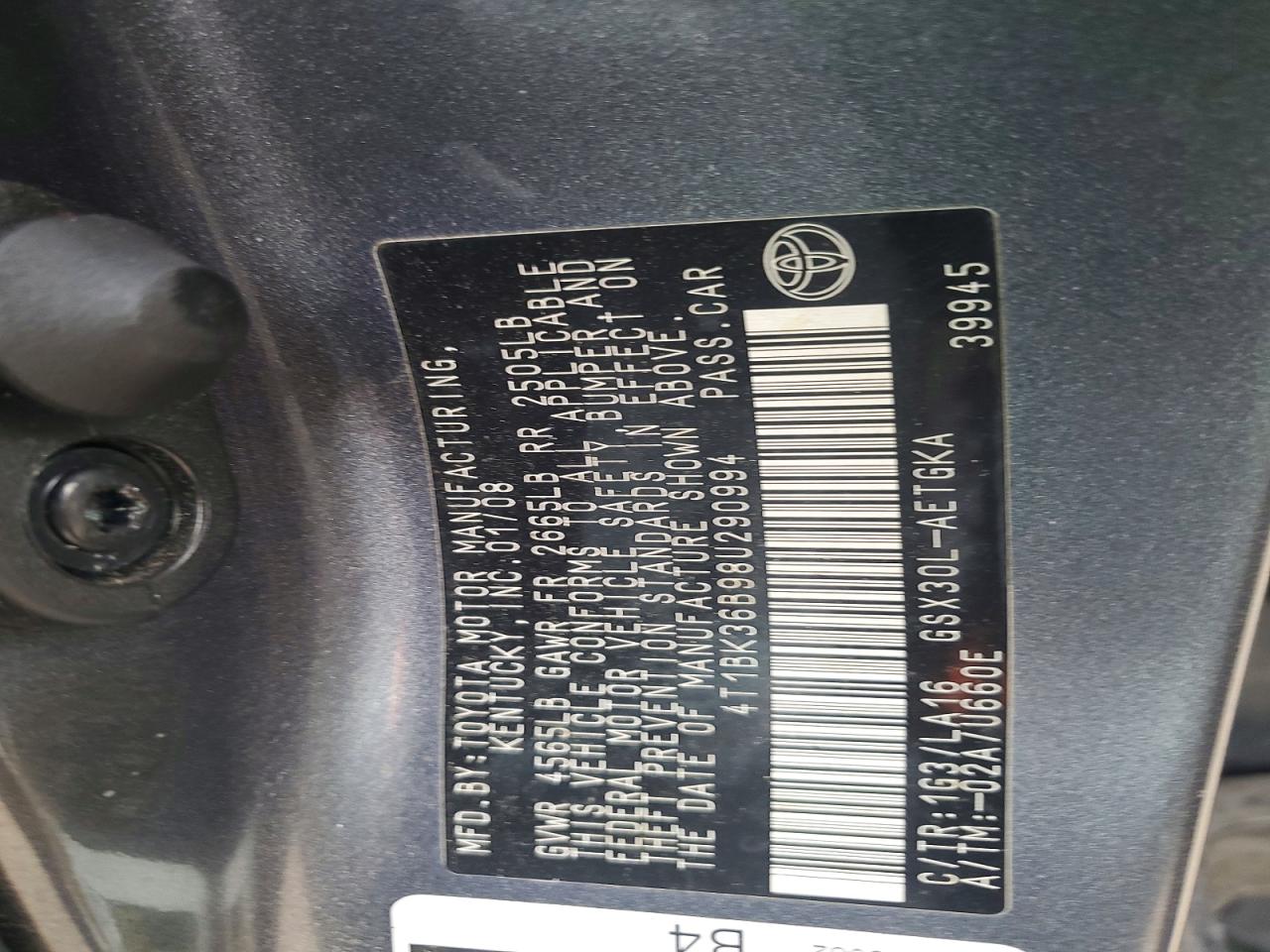 2008 TOYOTA AVALON
