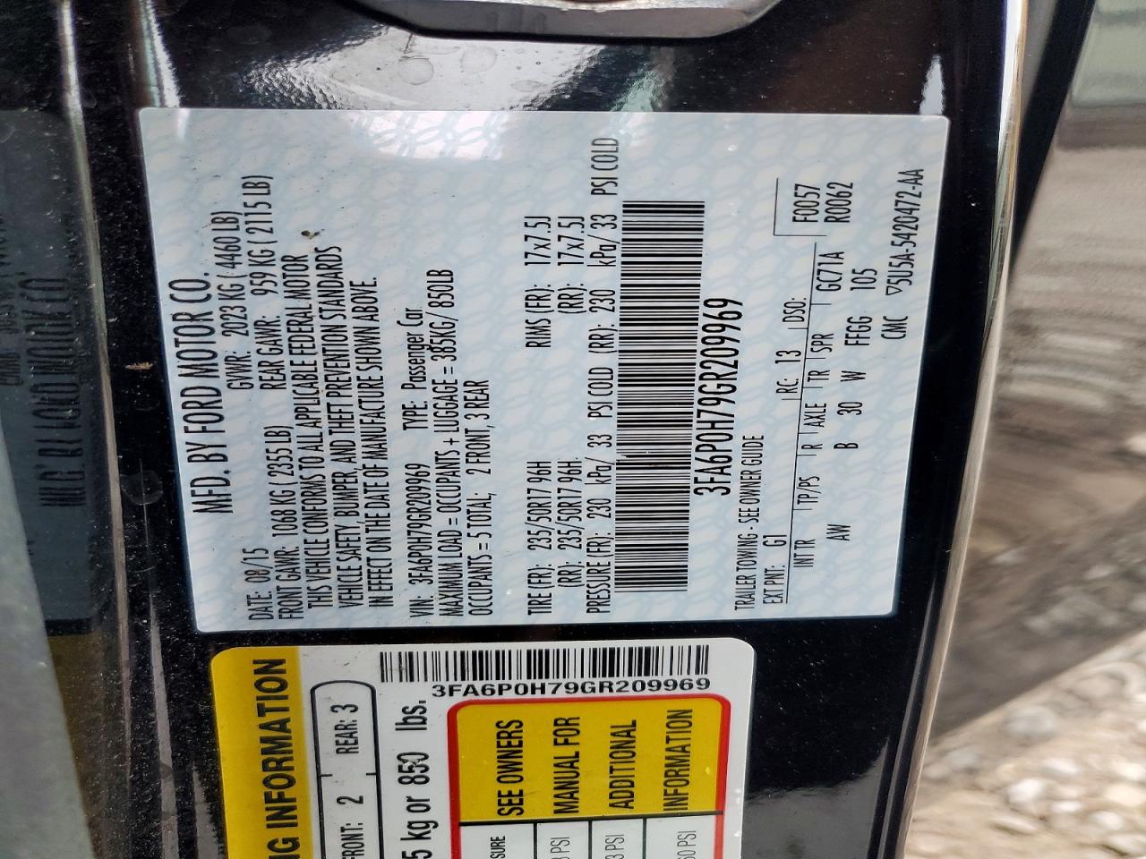 2016 FORD FUSION