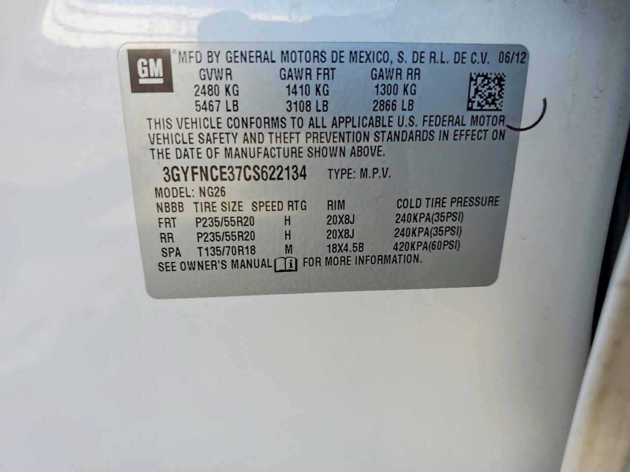 2012 CADILLAC SRX