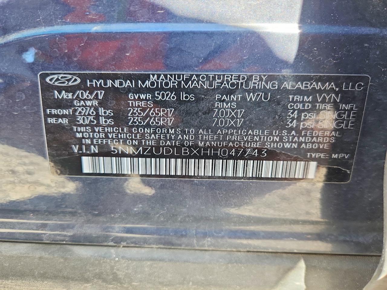 2017 HYUNDAI SANTA FE