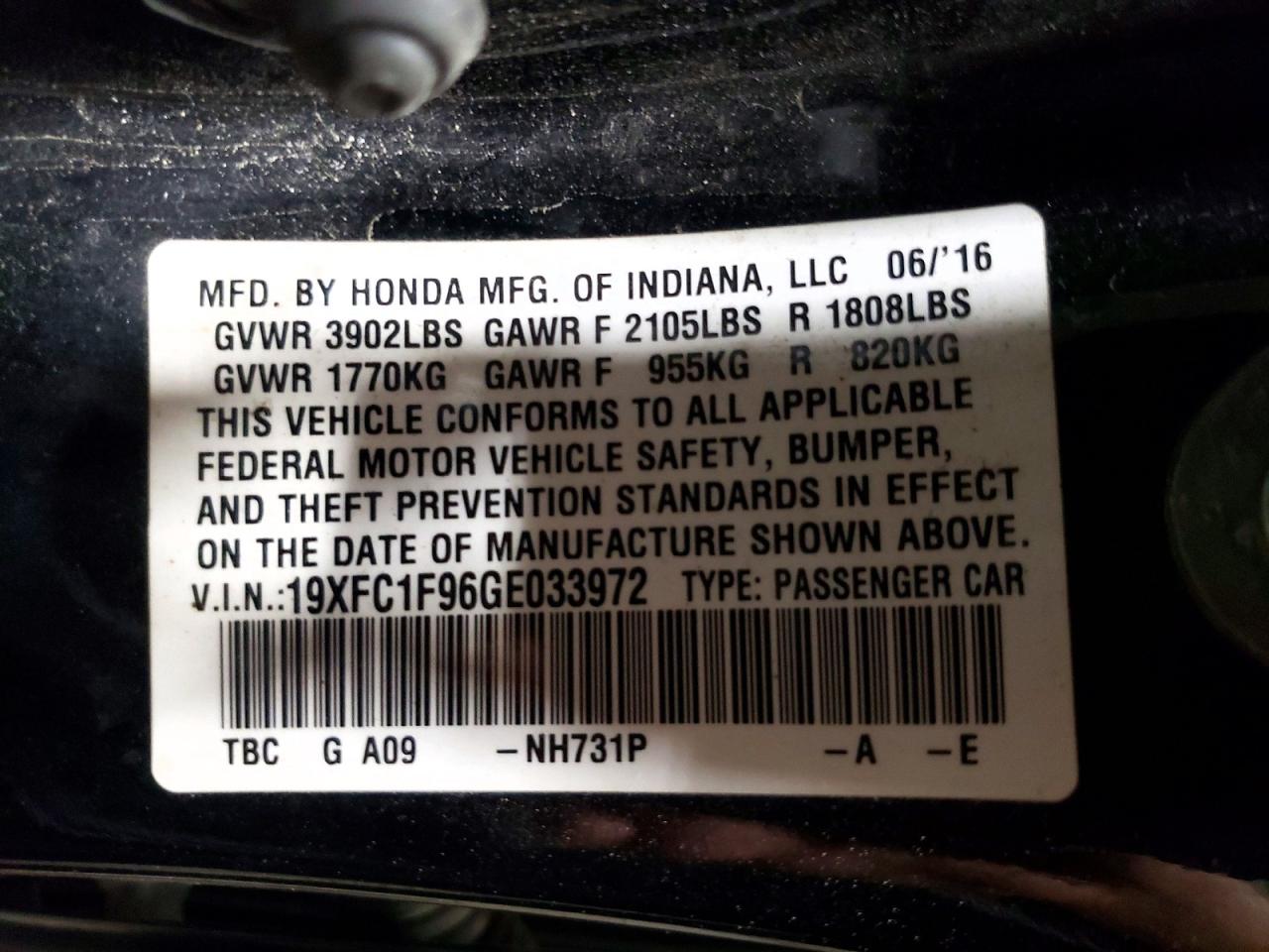 2016 HONDA CIVIC