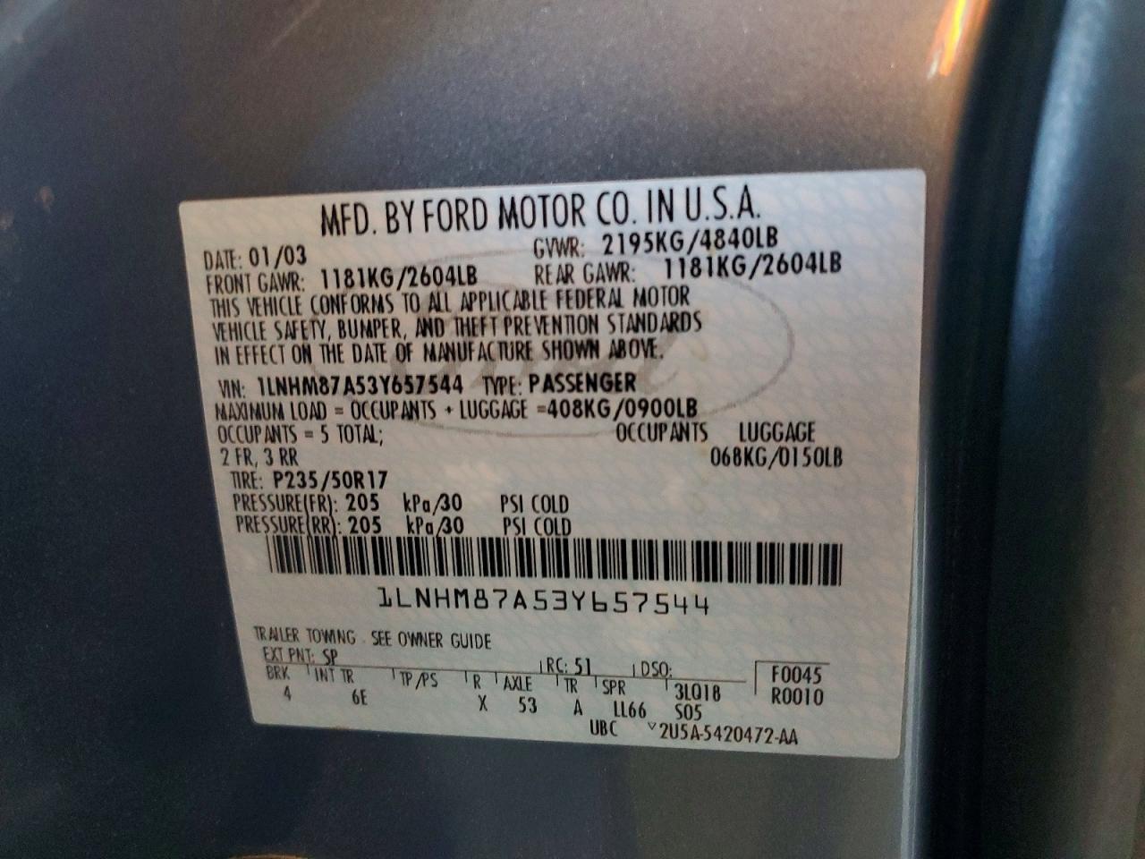 2003 LINCOLN LS SERIES