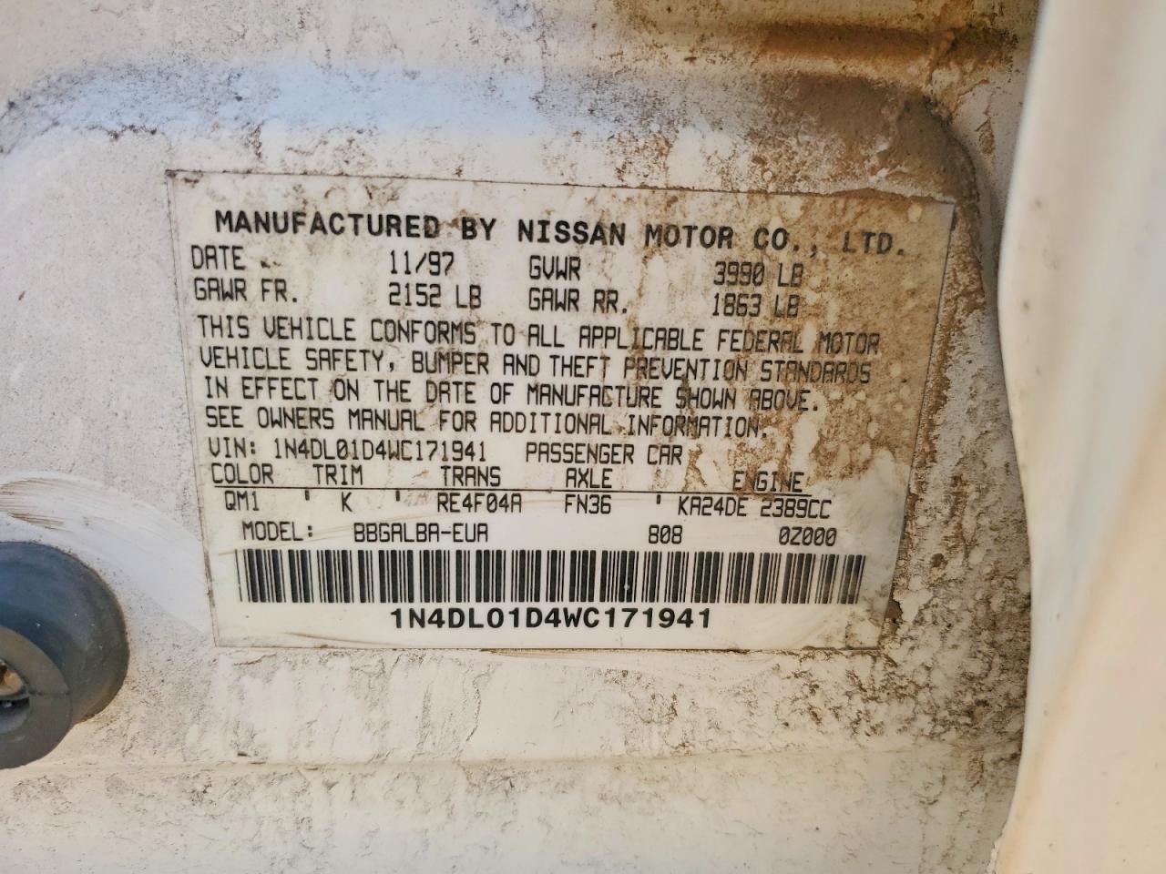 1998 NISSAN ALTIMA