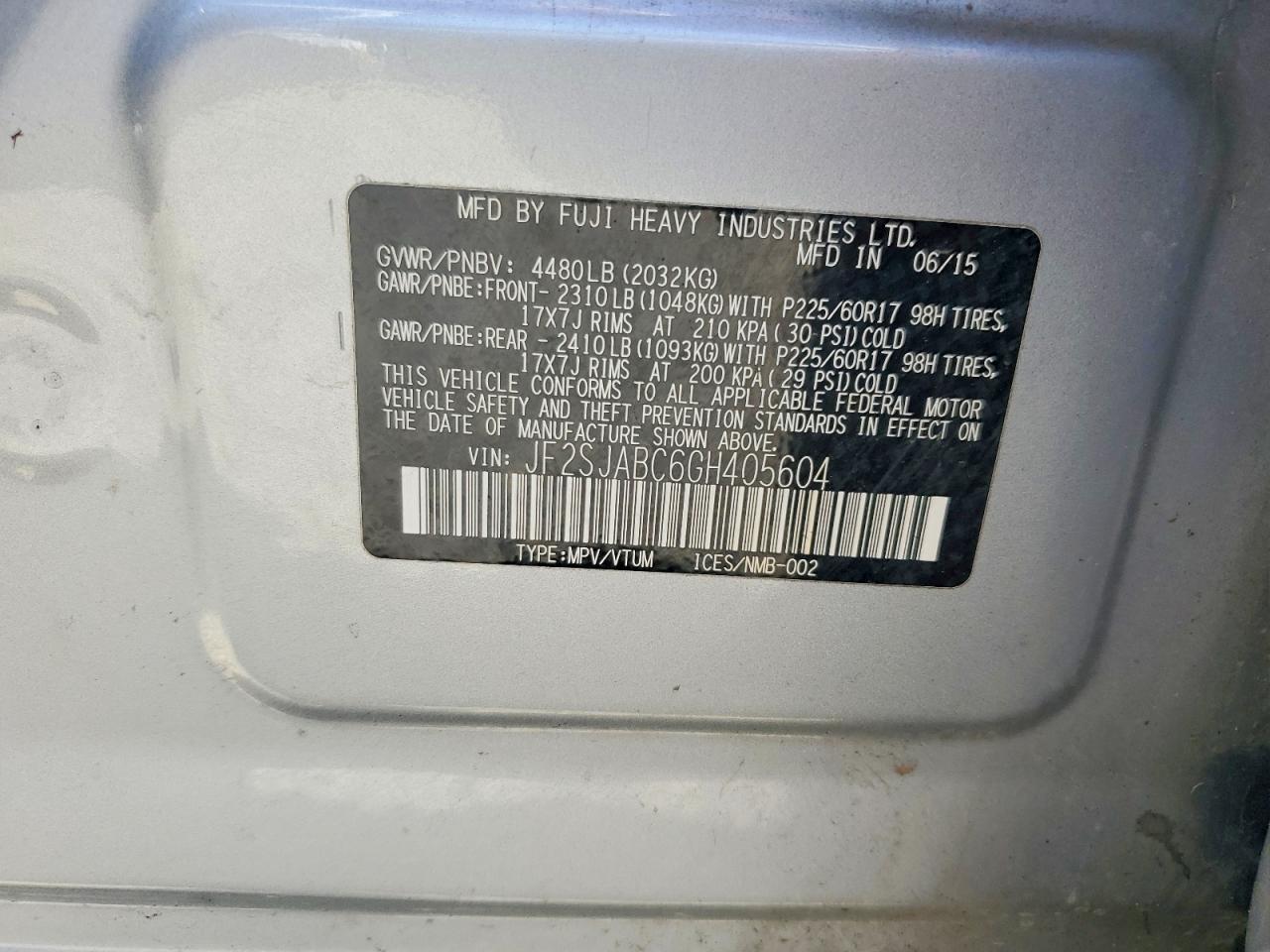 2016 SUBARU FORESTER