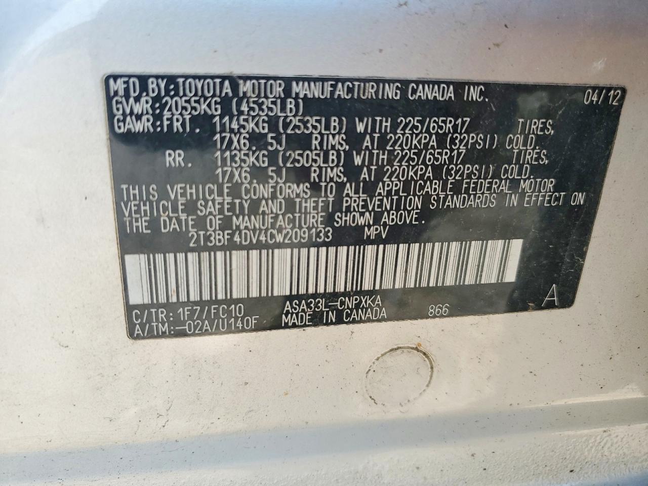 2012 TOYOTA RAV4