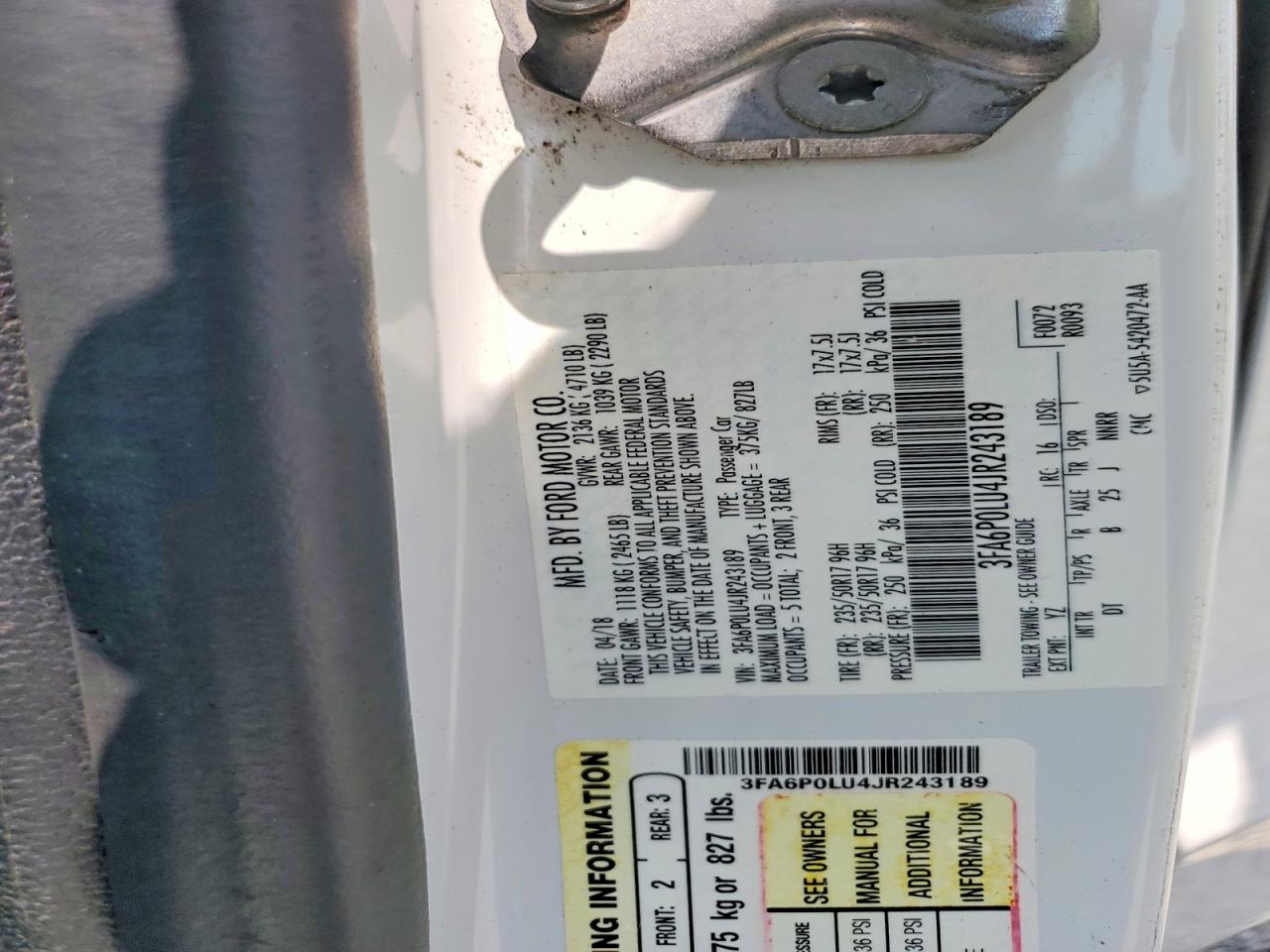 2018 FORD FUSION