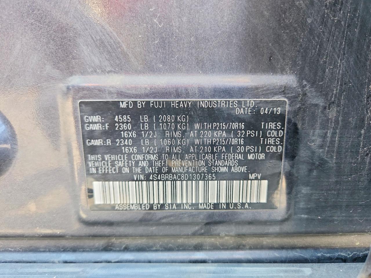 2013 SUBARU OUTBACK