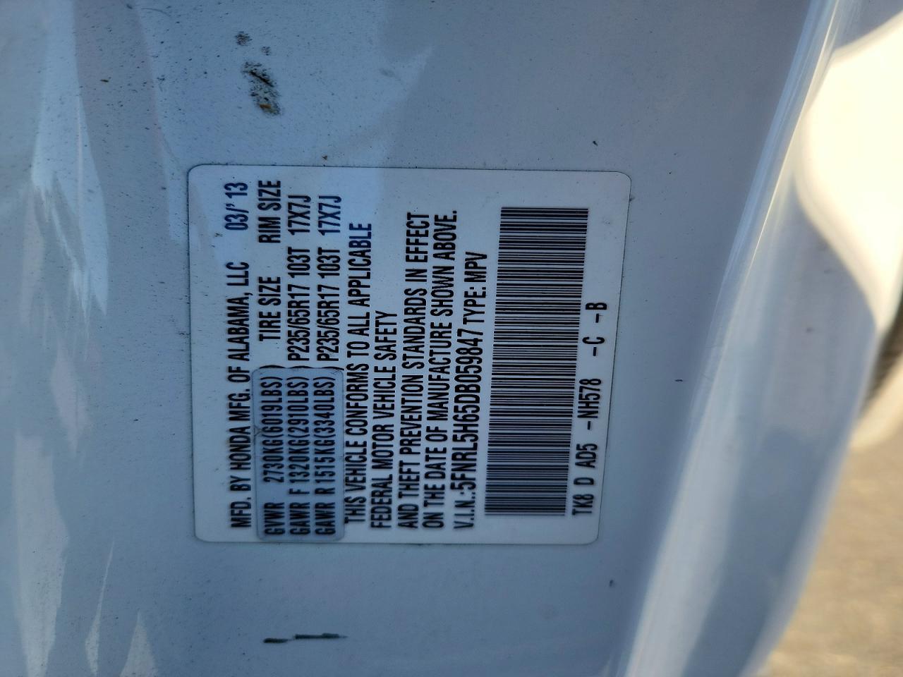 2013 HONDA ODYSSEY
