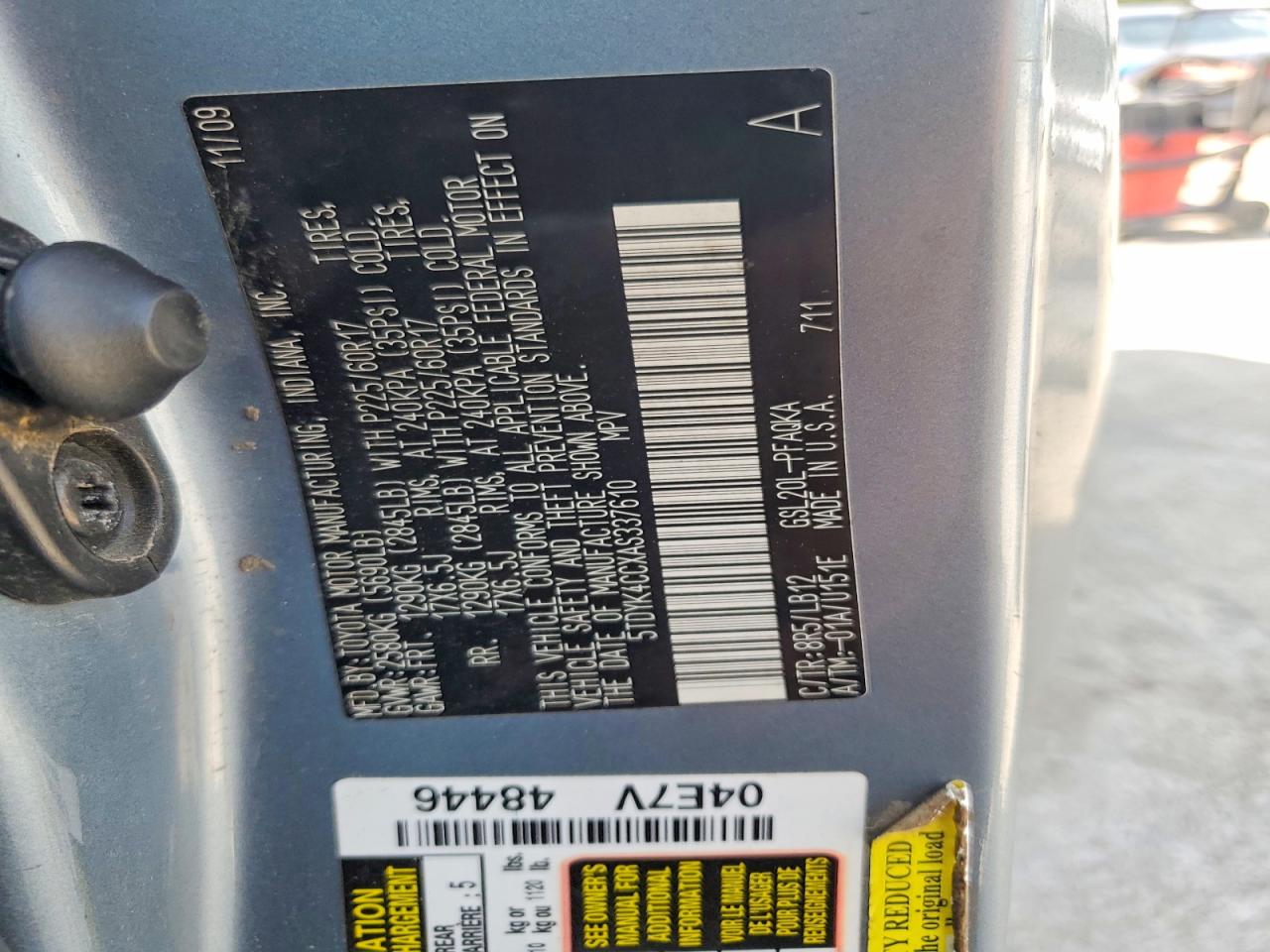 2010 TOYOTA SIENNA