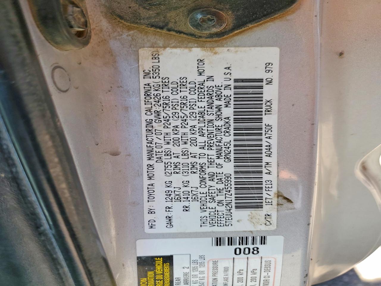2007 TOYOTA TACOMA