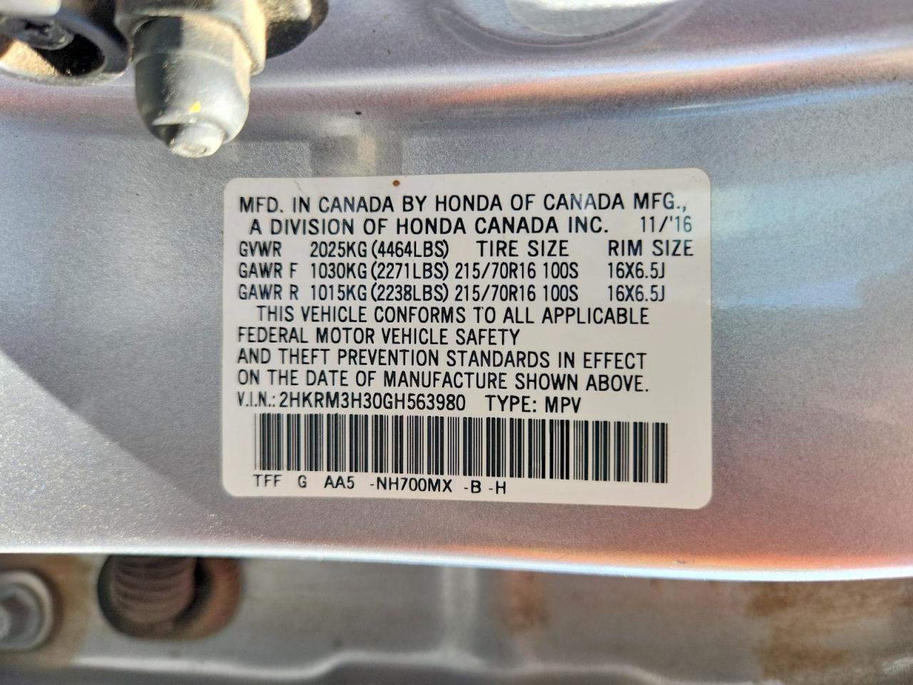 2016 HONDA CRV