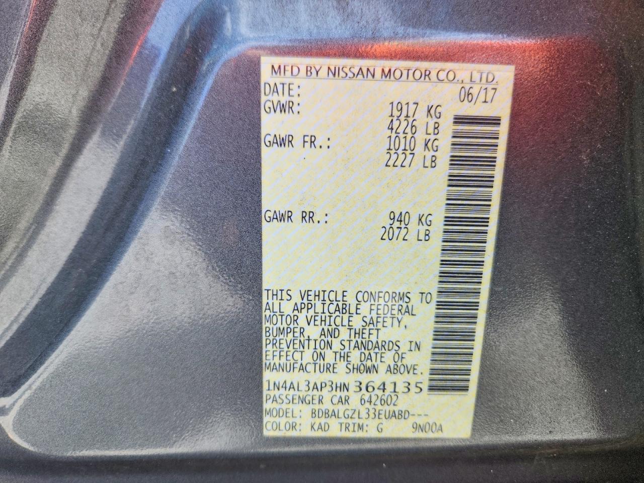2017 NISSAN ALTIMA