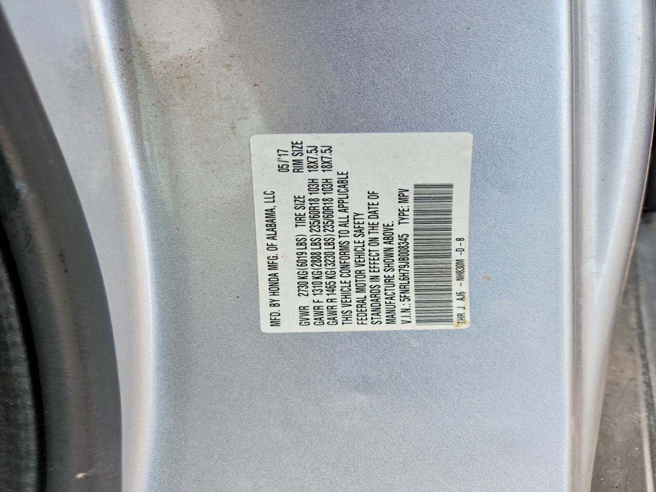 2018 HONDA ODYSSEY