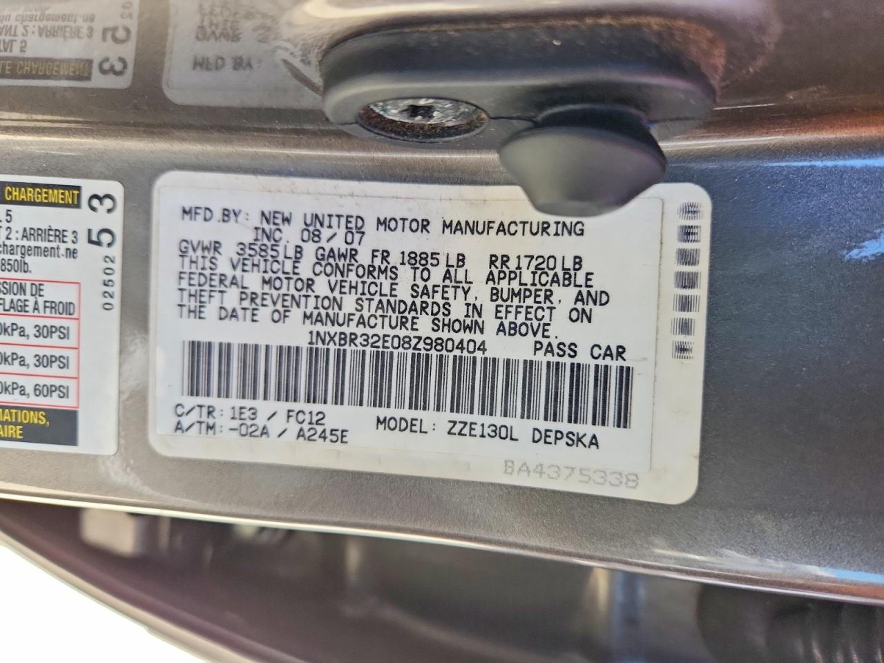 2008 TOYOTA COROLLA
