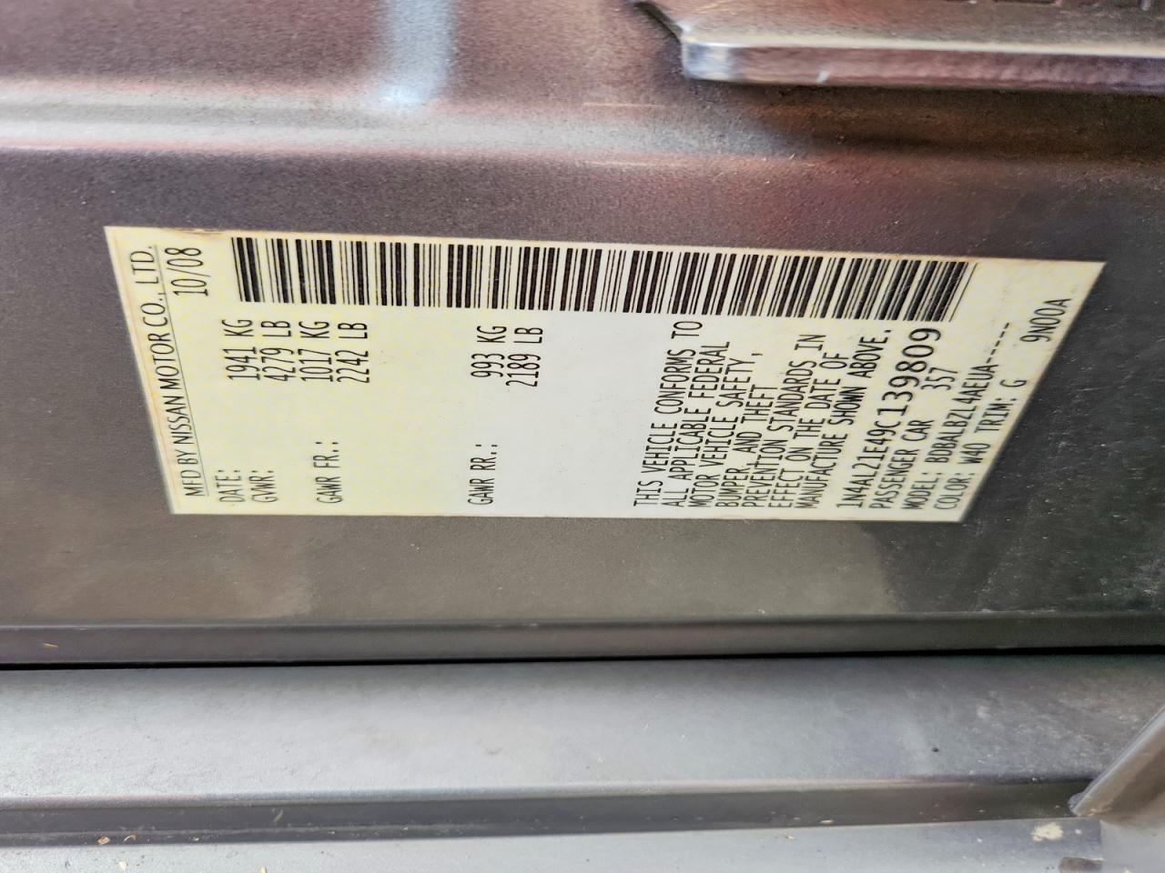 2009 NISSAN ALTIMA