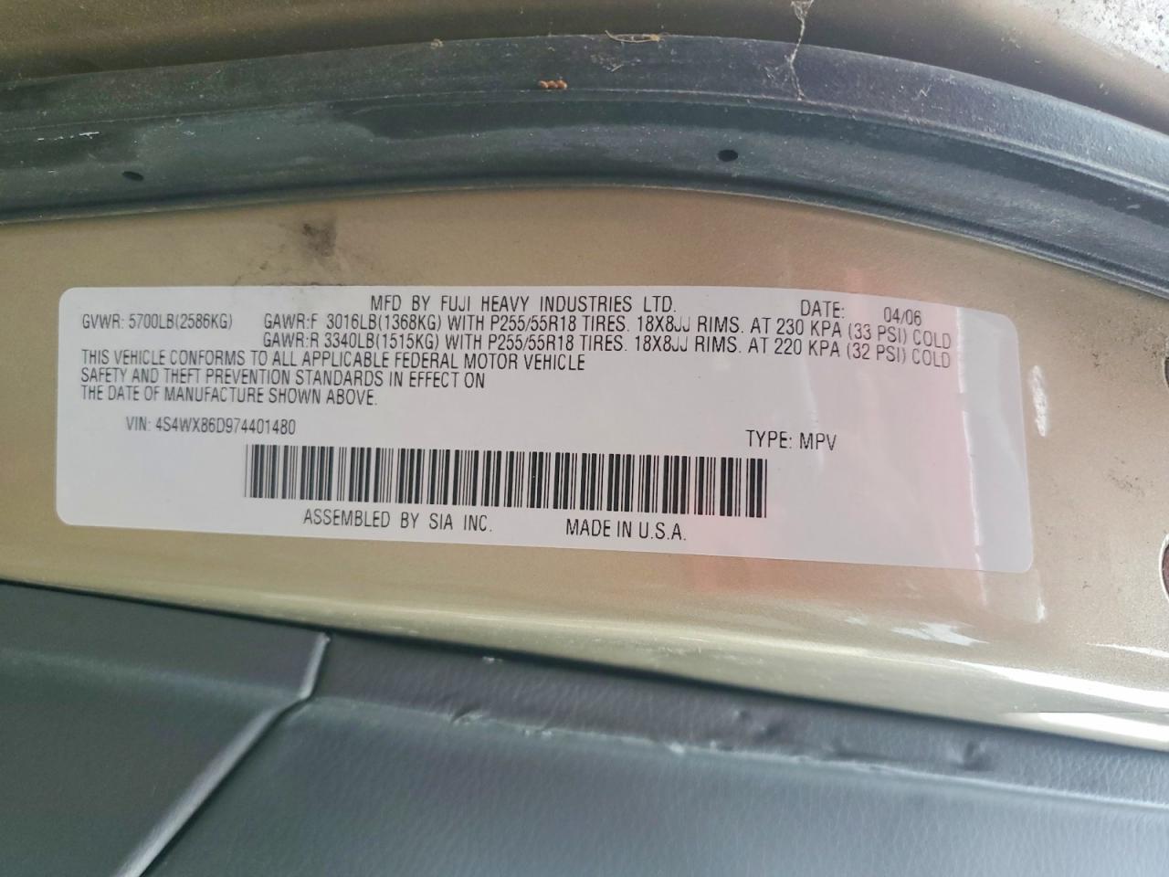2007 SUBARU TRIBECA