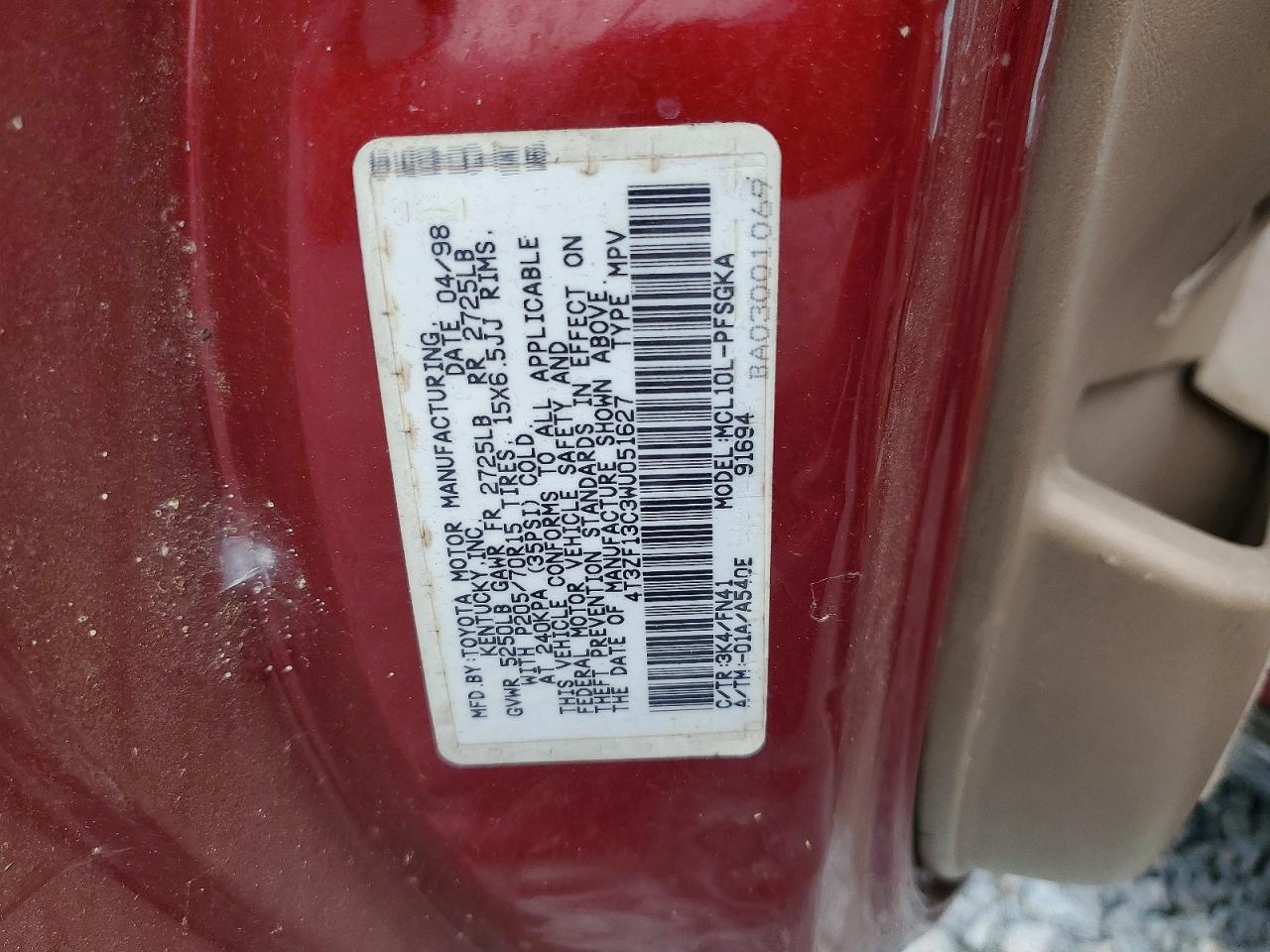 1998 TOYOTA SIENNA