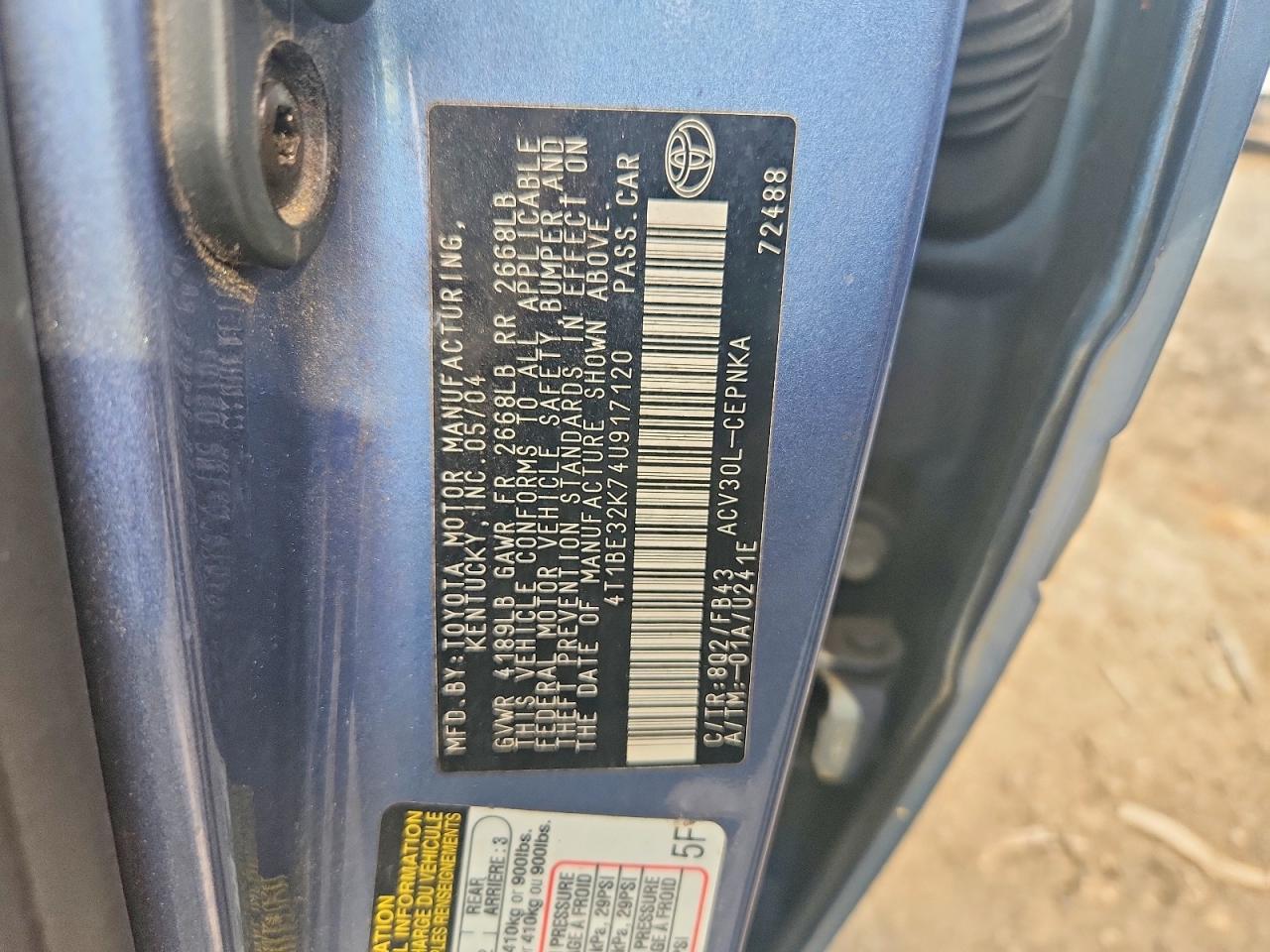 2004 TOYOTA CAMRY