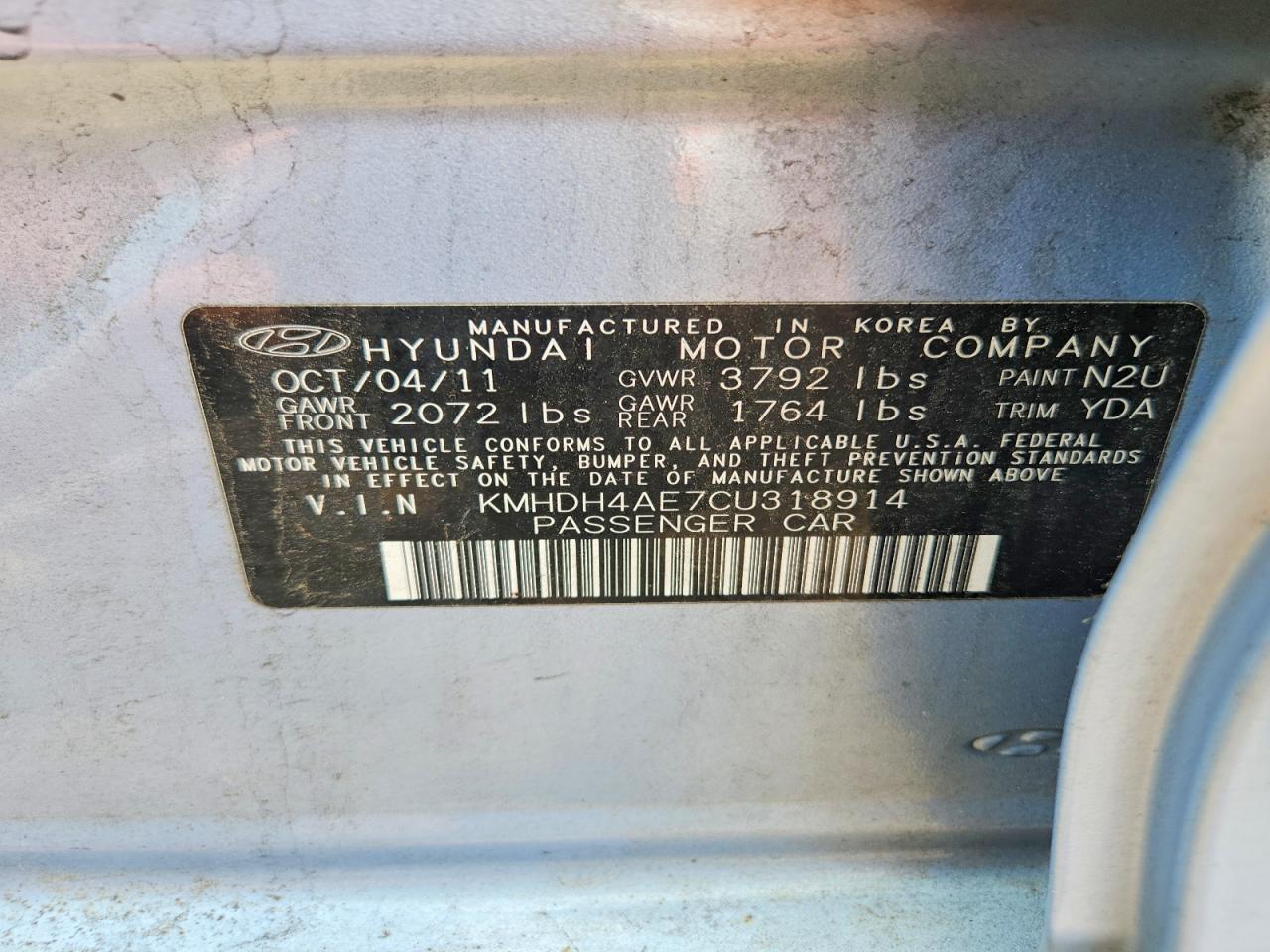 2012 HYUNDAI ELANTRA