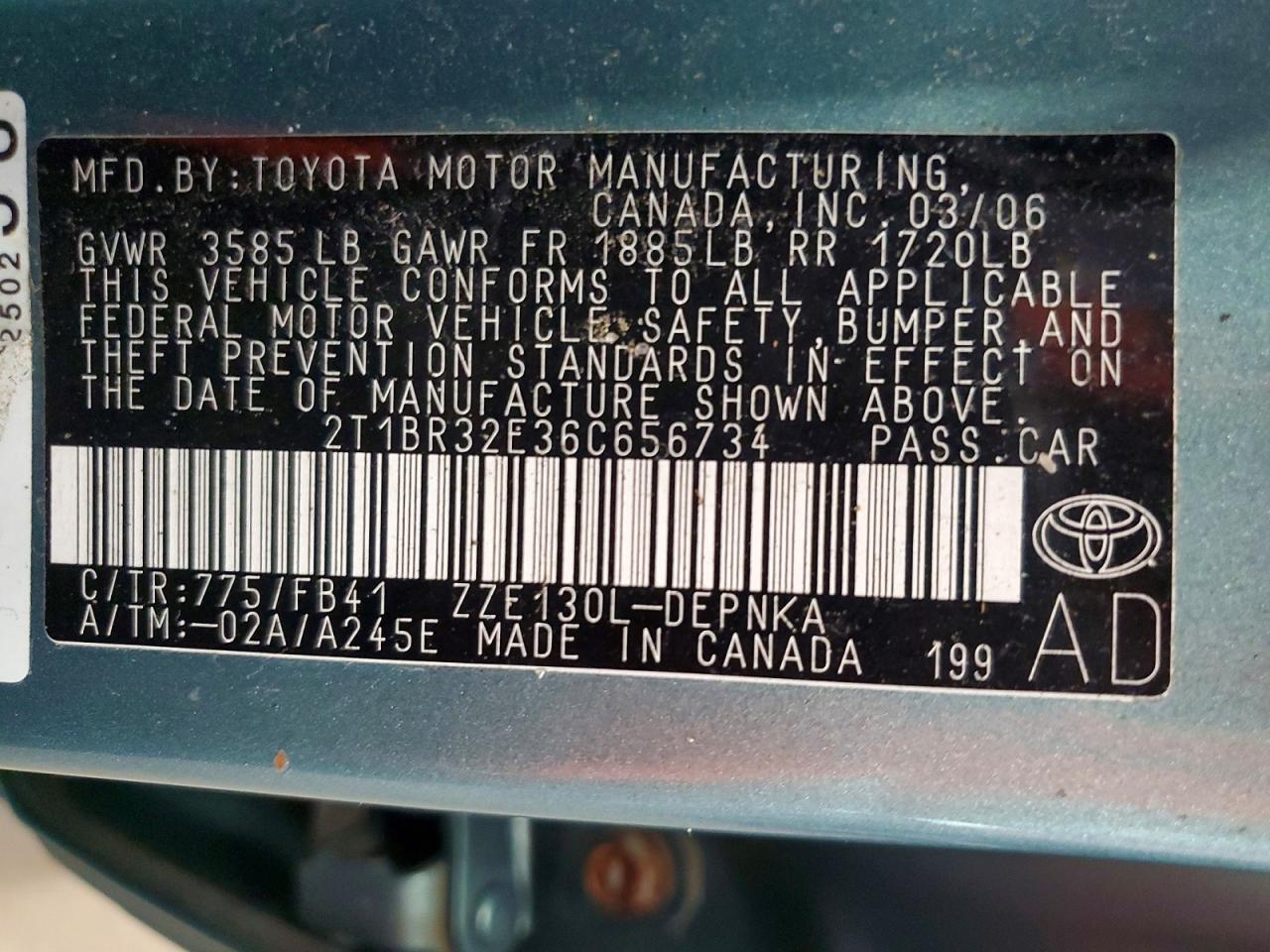 2006 TOYOTA COROLLA
