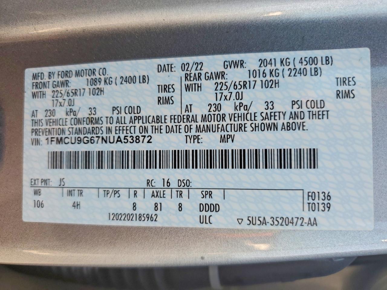 2022 FORD ESCAPE