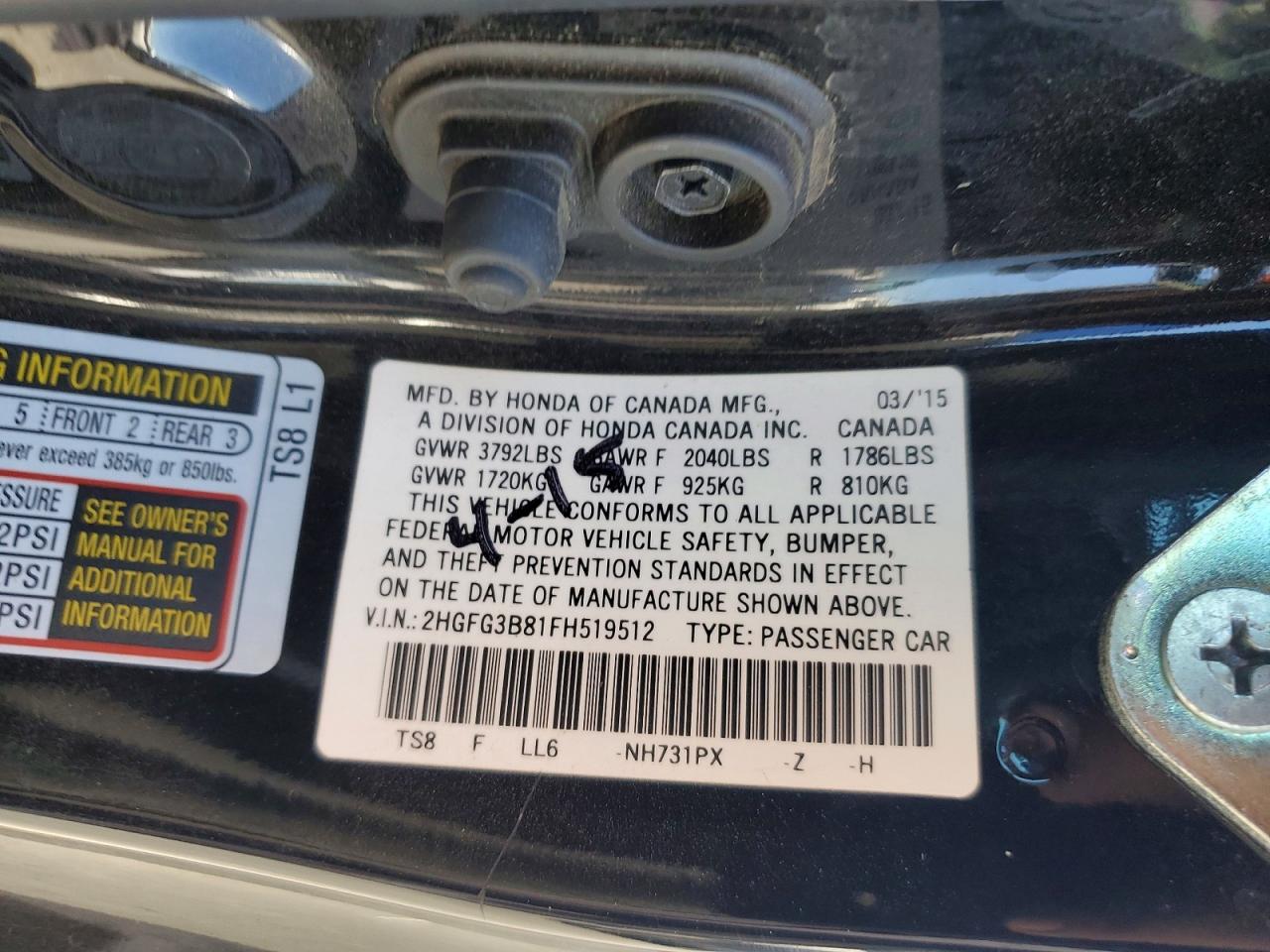 2015 HONDA CIVIC